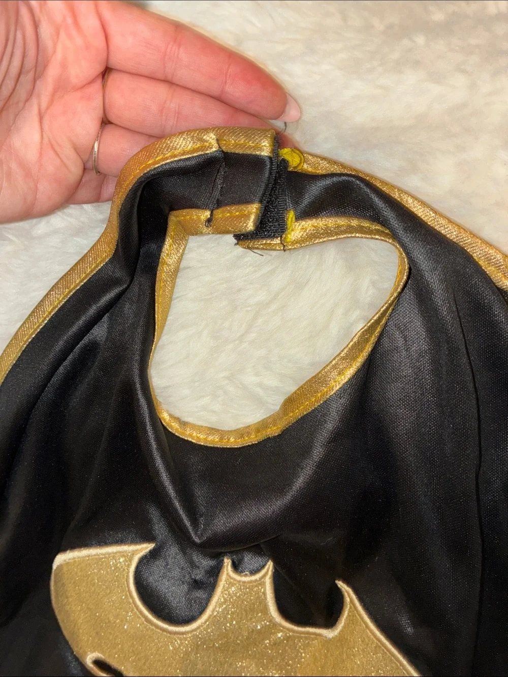Batman Black and Gold Cape with Sparkle Bat Emblem